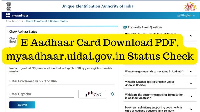 E Aadhaar Card Download PDF, Status Check