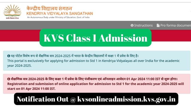 KVS Class 1 Admission
